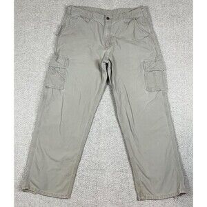Carhartt Cargo Utility Carpenter Pants Mens 38x30 Beige Canvas Dungaree Fit B260